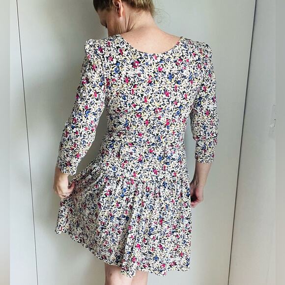 90s Rampage Floral Print Cotton Mini Dress Made USA Multi Colored Summer Spring - Picture 5 of 12